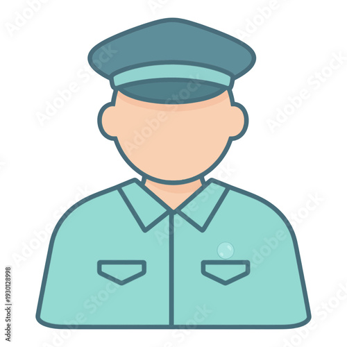Police Officer Uniform Flat UI Icon for App Interface