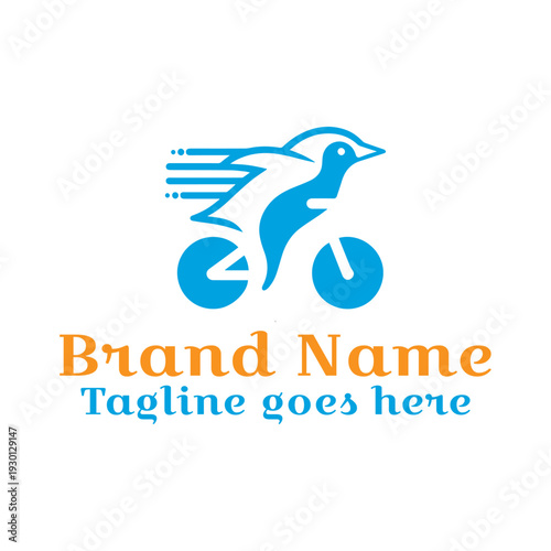 Penguin Bike Rider Logo. Vector EPS file. CMYK color mode. Editable color. Easy to download.