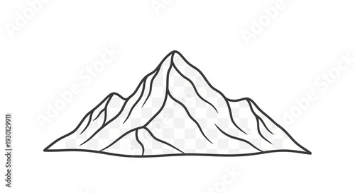 Minimalist Mountain Peak Outline Icon, Simple Vector Illustration of a Mountain Range