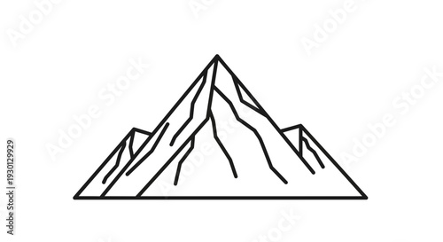 Minimalist mountain peak outline, geometric abstract nature symbol, adventure and exploration concept