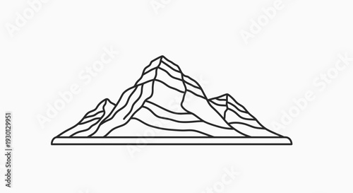 Minimalist Mountain Range Outline Icon Vector Illustration