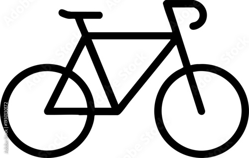 Simple black outline bicycle icon illustration graphic.