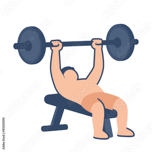 Weightlifting Person Bench Pressing Barbell UI Icon for Fitness App