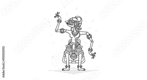 Indonesian Wayang Kulit Puppet Character Drawing