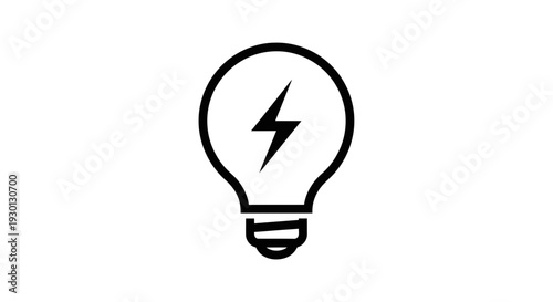 Light Bulb With Lightning Bolt Inside - Symbol of Idea, Innovation, Energy, and Creativity