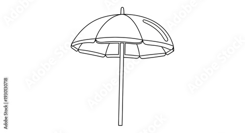 Simple line art drawing of a summer beach umbrella