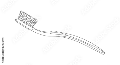 Simple line art drawing of a toothbrush on white background
