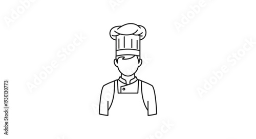 Simple line art icon of a chef wearing a toque