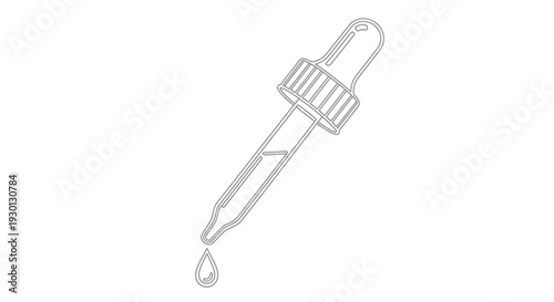 Simple line art icon of a medical dropper with falling drop