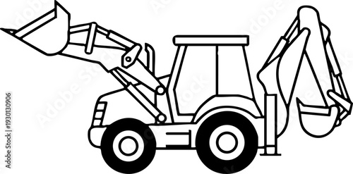 Backhoe Loader Construction Vehicle Outline Icon