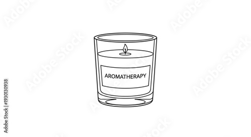 Simple outline icon of aromatherapy candle in glass.