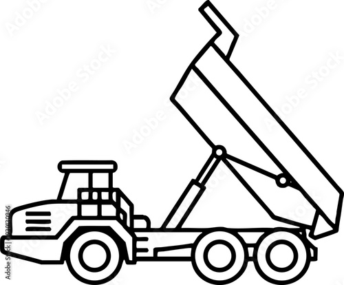 Articulated Dump Truck with Raised Bed Outline Icon