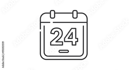 Calendar Icon with Number 24, Date Reminder, Planning, Schedule, Appointment
