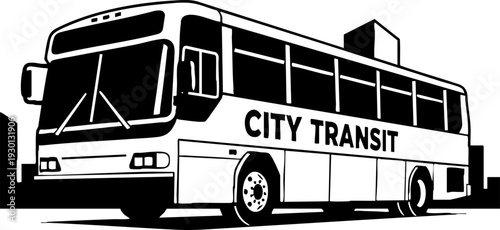Urban City Transit Bus Public Transportation Illustration