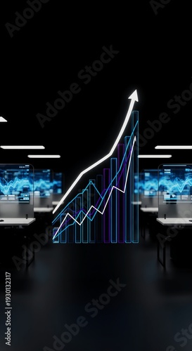 Stock Market Graph on Digital Screen – Real-Time Trading Data and Financial Growth Chart