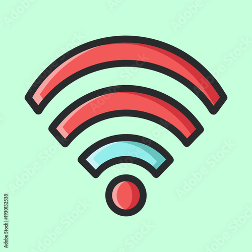 Stylized vector illustration of a WiFi signal icon with a light green background
