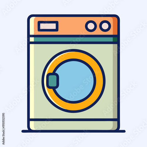 Illustration of a front loading washing machine in a modern style