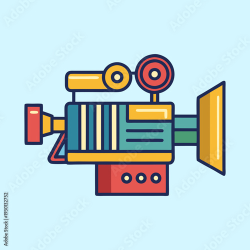 Vintage Movie Camera with Retro Style, a Nostalgic Filming Iconography
