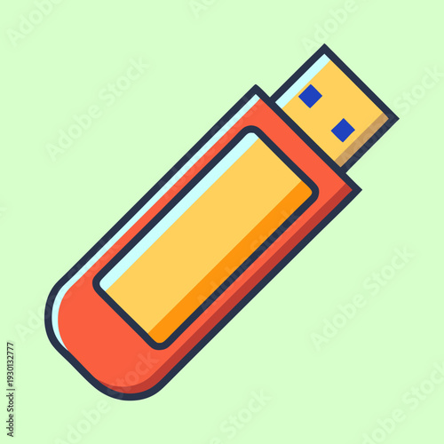 Stylized drawing of a USB flash drive on a soft green background