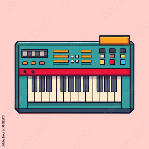 Retro Cartoon Synthesizer with Button Controls and a Variety of Colors