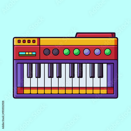 Vibrant Cartoon Keyboard with Colorful Buttons and Keys on a Light Blue Background