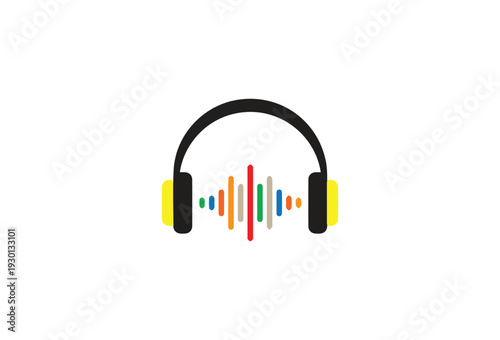 Tune In: A graphic showcases sleek headphones, interwoven with a vibrant sound wave. It's a visual symphony of music and technology, inviting you to immerse yourself in the audio experience.