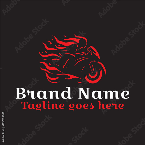 Fire Bike Rider Logo. Vector EPS file. CMYK color mode. Editable color. Easy to download.