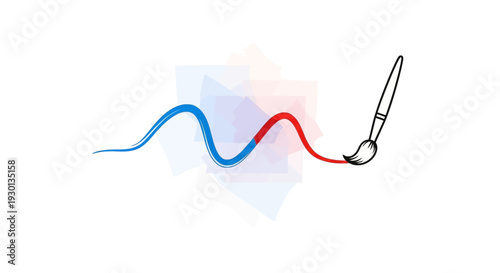 Artistic Brushstroke Wave with Colorful Paint Strokes and Geometric Shapes