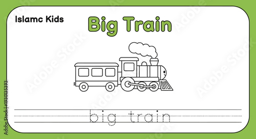 Big Train Coloring Page for Kids - Islamic Kids Educational Activity
