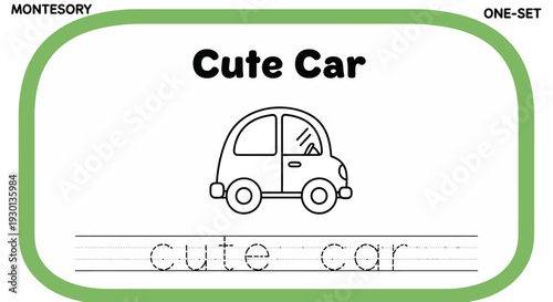 Cute Car Outline for Kids Learning Tracing and Drawing | Montessori Education
