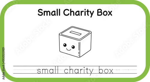 Cute Cartoon Charity Box with Smiling Face - Donation Concept