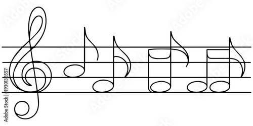 Musical Notation Harmony: A visual representation of musical notes dancing gracefully on a staff, signifying the language of melody, rhythm and harmony.