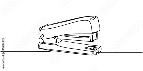 Artistic Stapler: A simple, elegant line drawing showcases a stapler, emphasizing its form and function in a minimalist style.