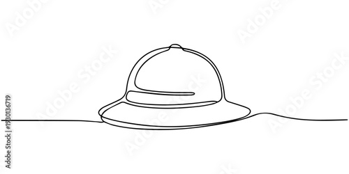 Single Line Safari Hat: Minimalist line art captures the essence of a classic safari hat, evoking adventure and exploration with simple elegance.