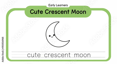 Cute Crescent Moon Drawing for Early Learners - Educational Kids Activity