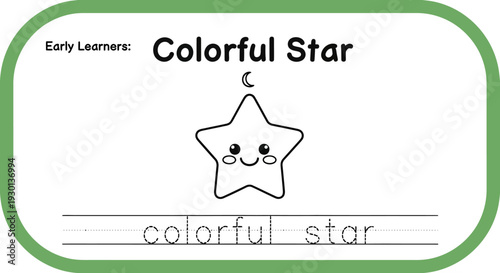 Cute Colorful Star Drawing for Kids Learning to Write