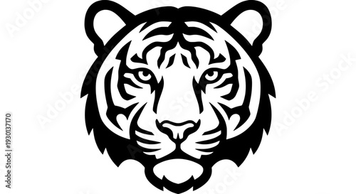 Fierce Tiger Head Silhouette, Chinese Zodiac Predator Ornamental Art