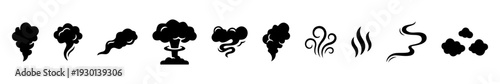 Smoke clouds vapor icons set silhouette vector illustration