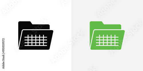 Black and green file folder with grid pattern symbol
