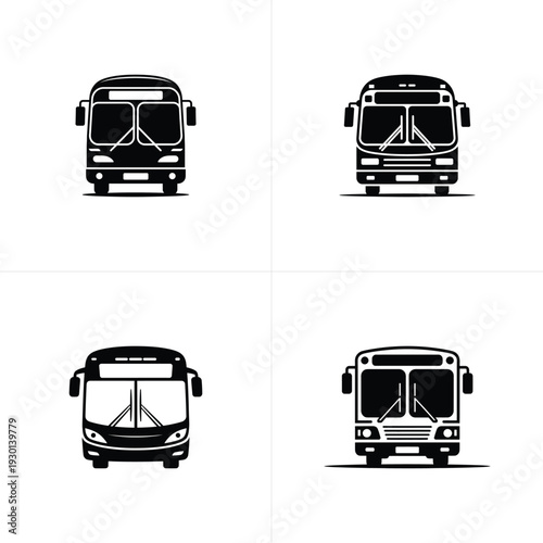 Black and white bus silhouettes buses vehicle transportation