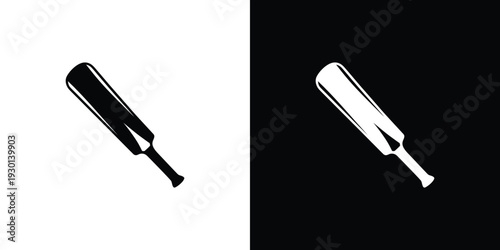Black and white cricket bat silhouettes sports equipment