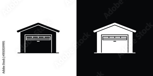 Black and white garage with contrasting backgrounds