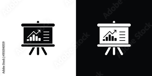 Black and white presentation board with graphs chart 1