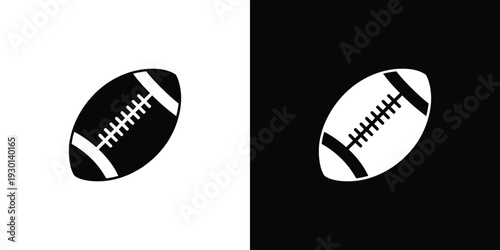Black and white rugby balls on split color background 1