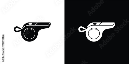 Black and white whistle on split background symbol
