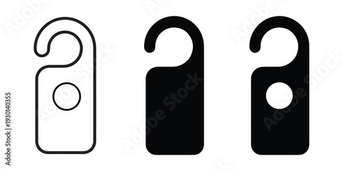 Set of door hangers in line style and solid black
