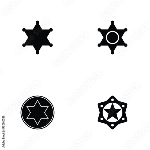 Black sheriff star on white background badge