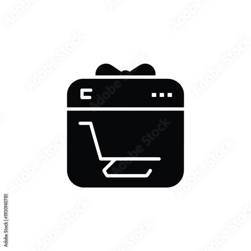 Black shopping cart on white background e-commerce