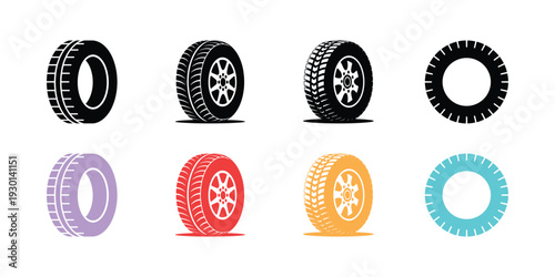 Colorful tire with different patterns and rim wheel