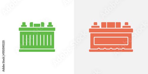 Green and orange car battery green battery orange battery